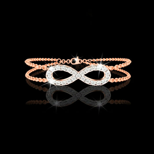0.38 TCW Elegant Rose Gold Infinity Chain Bracelet Moissanite Diamond stands Symbol of Eternal Love