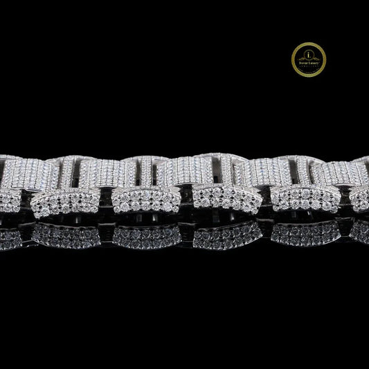 Iced Out Rectangular Cut Lab Grown Diamond Link Bracelet - view 3