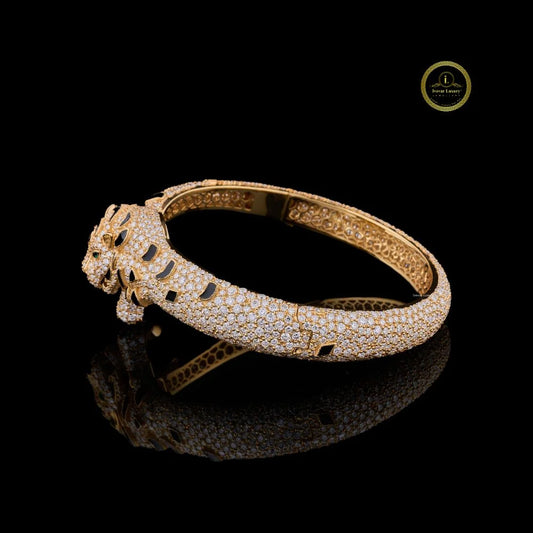 Panther Head Cut Pave Bangle Bracelet - view 3