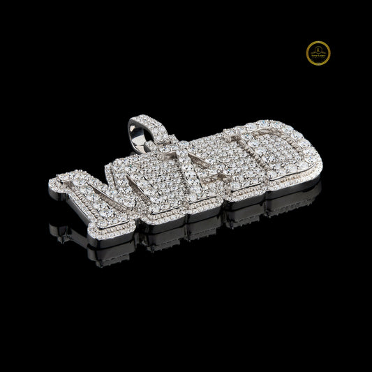 Customized "MAD" Nameplate Pendant With Fully Iced-Out Jewelry - view 3