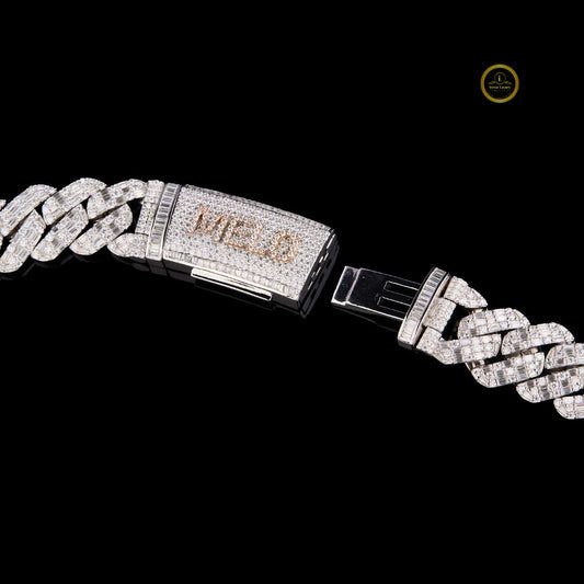 Iced Out Linear Choker Necklace Encrusted with Brilliant Cut Moissanite - view 4
