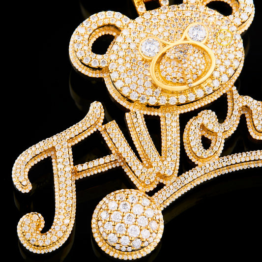 Customized Teddy Bear Name Pendant With Round Cut Pave - view 3