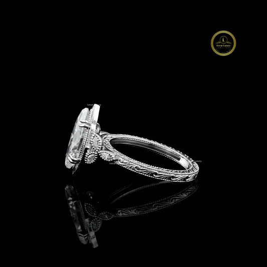 Marquise Solitaire Lab Diamond Vintage Inspired Ring - view 3