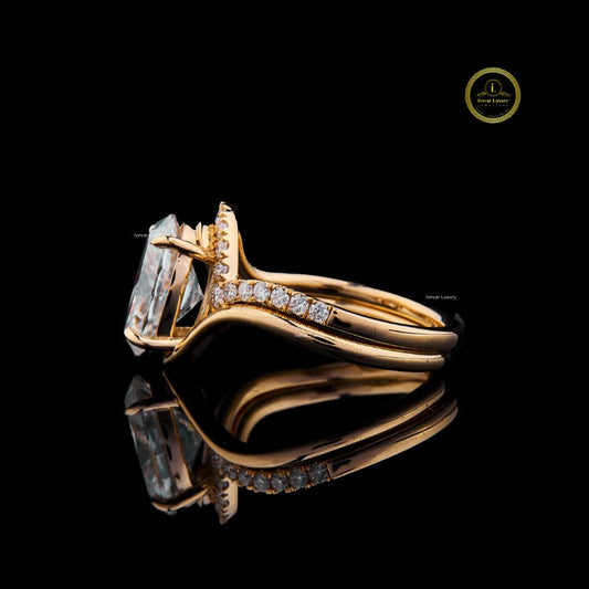 Oval Cut Lab Diamond Bypass Pave Engagement Ring - view 3