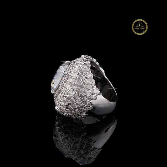 3.00 CT Round Cut Halo Statement Ring - view 3