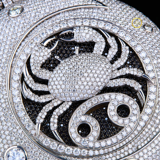 VVS "OBA" Cancer Zodiac Two Tone Moon & Crab Pendant - view 4