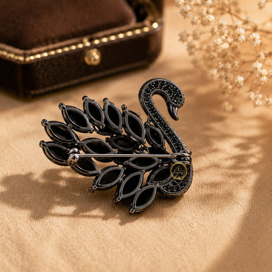Black Swan Crystal Brooch for Women – Elegant Statement Bird Pin - view 3
