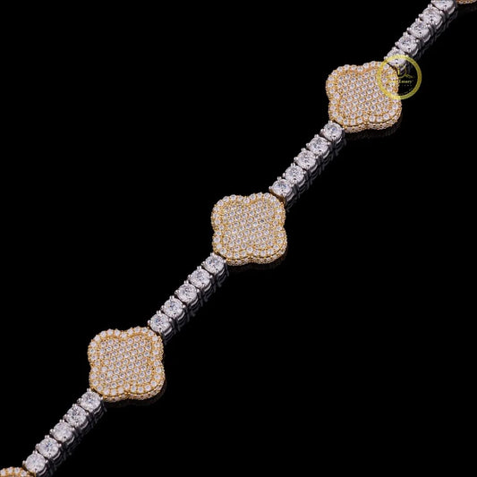 Round Cut Moissanite Clover Link Tennis Bracelet - view 3