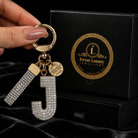 Personalized Iced Out Initial Letter Keychain Crystal Alphabet Bag & Car Charm