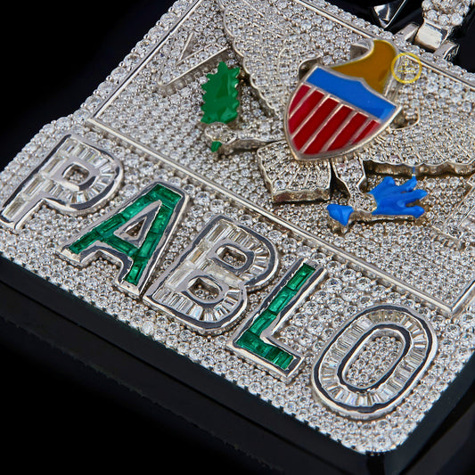 Custom PABLO Iced Out Enamel Pendant - view 4