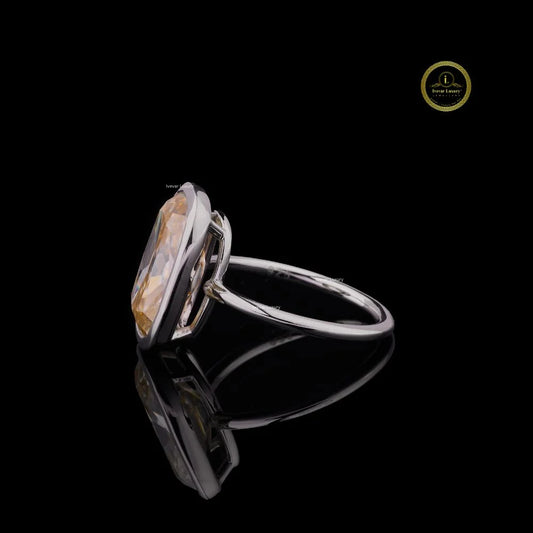 Champagne Cushion Cut Lab Diamond Bezel Set Solitaire Engagement Ring - view 3