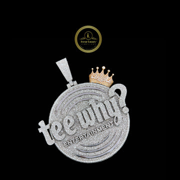 Custom Iced Out Name Pendant with Crown Lab Grown Fully Diamond Hip Hop Necklace