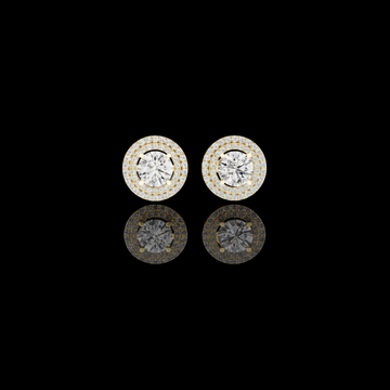 2.00 CT Radiant Aura Round Moissanite Diamond Halo Stud Earrings with Double Halo Setting