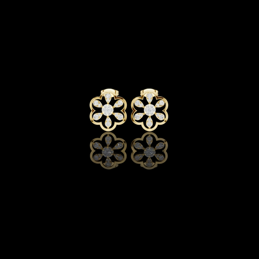 0.59 TCW Radiant Floral Petal Moissanite Cluster Stud Earrings in Gold with Blooming Brilliance For Her