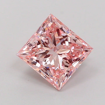 Dazzling 0.53 CT Princess Shape Fancy Pink Color VVS2 Clarity Lab Grown Diamond For Near Silence