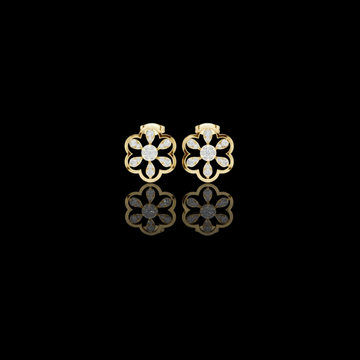 0.59 TCW Radiant Floral Petal Lab Grown Cluster Stud Earrings in Gold with Blooming Brilliance For Her