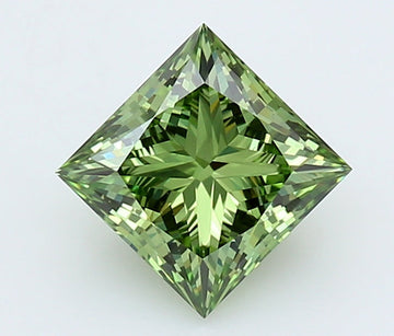 Vintage Fancy Vivid Green Color 1.54 CT Princess Shape VS1 Clarity Lab grown Diamond For Cocktail Ring