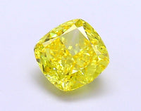 Her 1.19 CT Cushion Shape Fancy Vivid Yellow Color VVS1 Clarity Lab Grown Diamond For Faint Echo