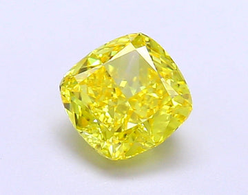 Her 1.19 CT Cushion Shape Fancy Vivid Yellow Color VVS1 Clarity Lab Grown Diamond For Faint Echo
