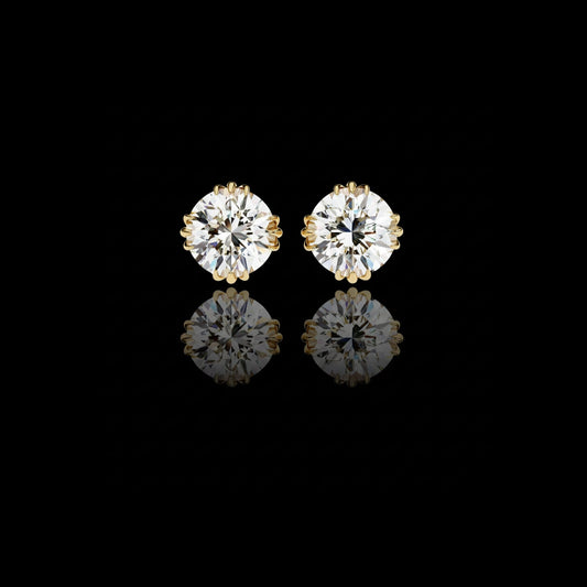 2.80 TCW Luxury Radiant Moissanite Round Cut Diamond Solitaire Stud Earrings in Elegant Prong Setting
