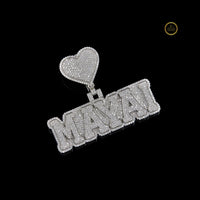 Custom Diamond Name Pendant with lab Grown Diamond Heart Charm