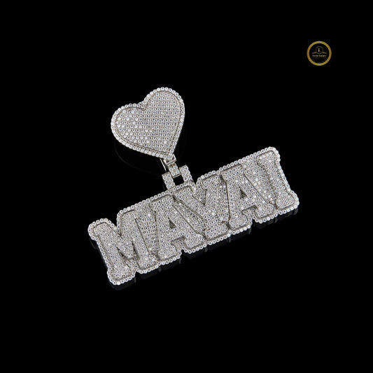 Custom Diamond Name Pendant with lab Grown Diamond Heart Charm