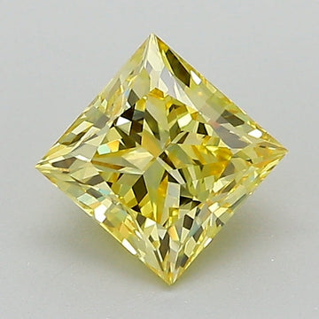 Classic Fancy Vivid Yellow Color 1.01 CT Princess Shape VS2 Clarity Lab grown Diamond For her Ring