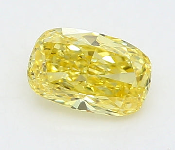 Trendy 0.26 CT Cushion Shape Fancy Vivid Yellow Color VVS2 Clarity Lab Grown Diamond For Blue Silence