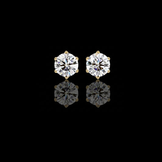 2.62 TCW Premium Elegant Moissanite Six Prong Round Cut Diamond Solitaire Earrings for Her