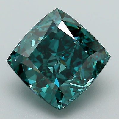 3.11 Ct Antique Cut Fancy Vivid Bluish Green Lab Grown Diamond - VVS2 Clarity