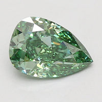 Latest 1.54 CT Pear Shape Fancy Vivid Green  Color VS1 Clarity Lab Grown Diamond For Silent Flame