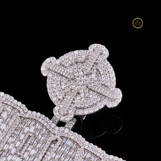 Custom SWANZY VVS1 Baguette Lab Diamond Nameplate Pendant - view 4