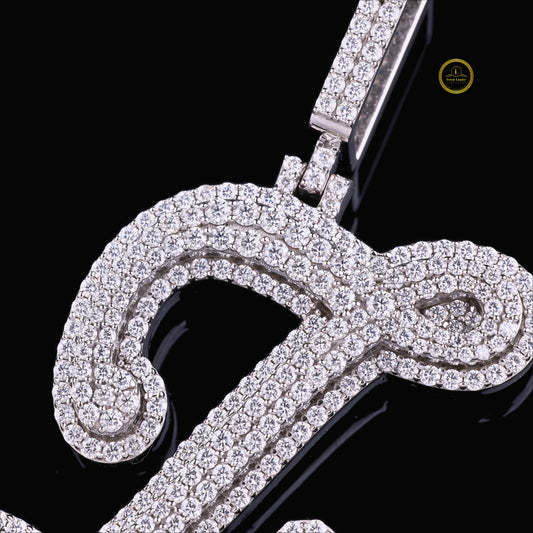 Custom Initial Letter Iced Out Pendant - view 4