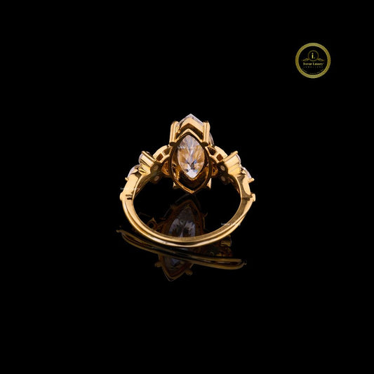 Marquise Cut Vintage Lab Diamond Bridal Ring - view 4