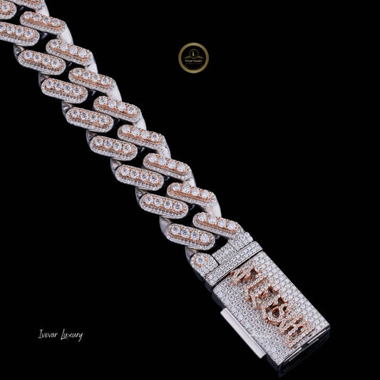 Custom Typography Clasp Capsule Link Chain Covered in Pave Lab Diamonds - view 4