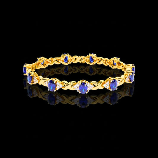 4.24 CT Exquisite Moissanite Bracelet Featuring Fancy Vivid Blue Oval and Diamond Accents Design
