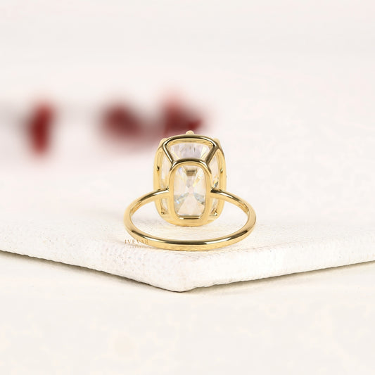 Cushion Cut Lab Diamond Solitaire Gold Engagement Ring - view 4