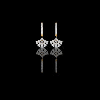 0.48 TCW Classic Geometric Fan Shaped Pave Round Cut Moissanite Diamond Drop Earrings Subtle Shine