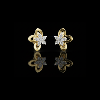 0.18 TCW Celestial Floral Knot Moissanite Diamond Stud Earrings with Petals and Cluster Round CutCenter