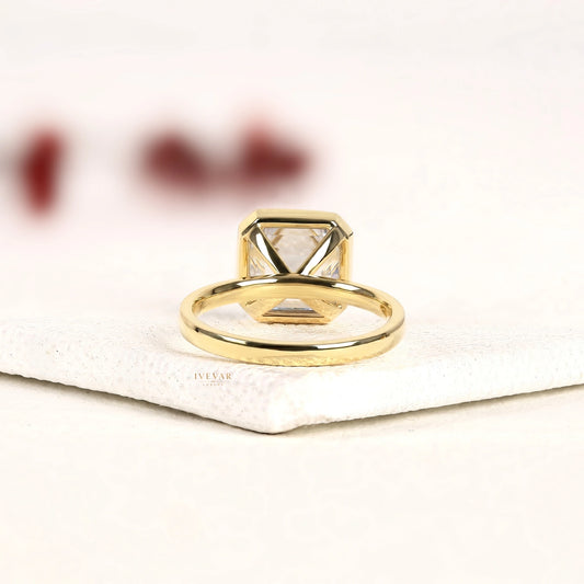 Asscher Cut Lab Diamond Bezel Set Solitaire Engagement Ring - view 4