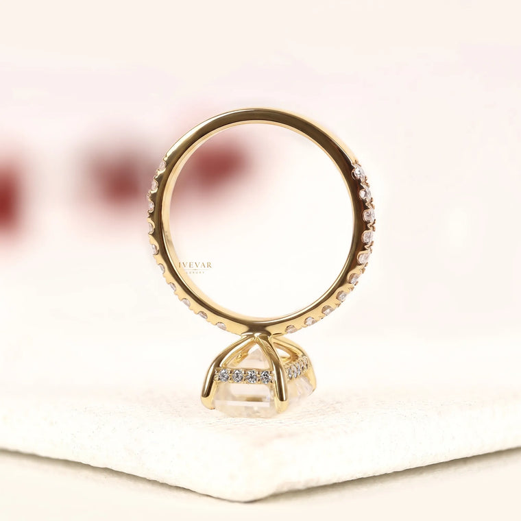 Radiant Cut Lab Diamond Pave Engagement Ring - view 3