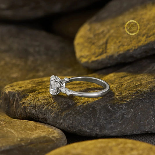 Oval Cut Moissanite Solitaire Ring - view 4