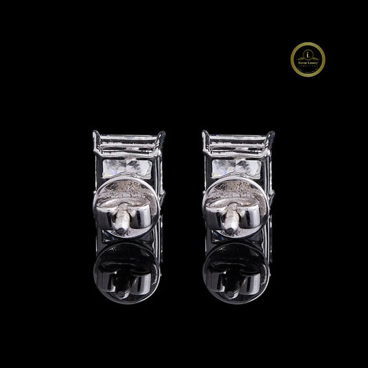 Princess Classic Solitaire Stud Earrings with Four Prong Crown - view 4