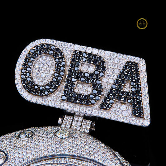 VVS "OBA" Cancer Zodiac Two Tone Moon & Crab Pendant - view 3