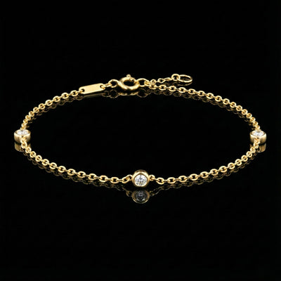 Three Bezel Set Round Lab Diamond Station Bracelet