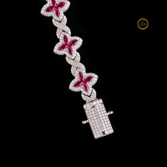 Marquise Floral Cut Moissanite Tennis Bracelet - view 3