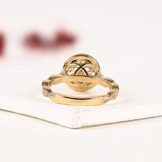 Bezel Set Round Cut Lab Diamond Twisted Pave Band Ring - view 4