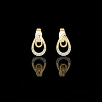 0.076 TCW Iconic Loop Moissanite Round Diamond Gold Stud Earrings with Interlinked Teardrop Elegance