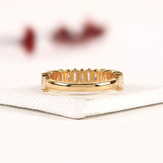Alternative Emerald and Pear Lab Diamond Eternity Band - view 4
