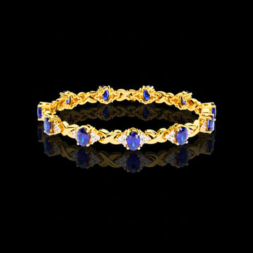 15.84 CT Exquisite Lab Grown Bracelet Featuring Fancy Vivid Blue Oval and Diamond Accents Design By Ivevar